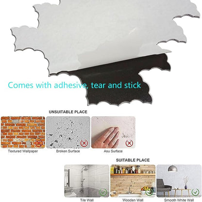 XUANINY Peel and Stick Metal Backsplash Tiles, Frosted Blue, 11-Pack | Self Adhesive, Cloud-shaped Aluminum Mosaic, 3D Wall Sticker, For Kitchen Bathroom Living Room Decor