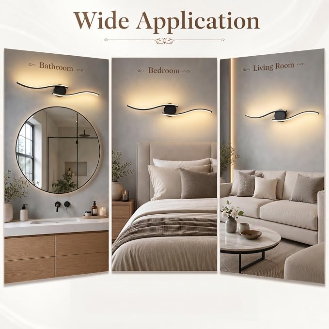 16 Inch LED Bathroom Vanity Light, Black, 5CCT | 16 Inch black LED bathroom vanity light with 5CCT, 20%-100% dimming, hardwired horizontal/vertical mount