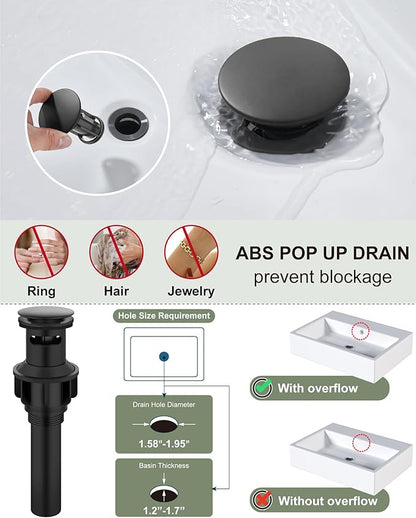 Midanya Waterfall Bathroom Faucet, Single Handle Bathroom Sink Faucet for Sink 1 or 4 Inch 3 Hole, Stainless Steel Vanity Faucets with Deck Plate and Pop up Drain,Brushed Gold and Matte Black