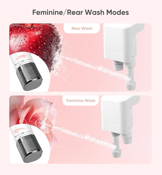 Ultra-Slim Bidet Attachment, Posterior&Feminine Wash-(Retractable Dual Nozzles), Non-Electric Bidet Attachment for Toilet Seat, Adjustable Fresh Cold Water Pressure, Stainless Steel Inlet (DarkGray)