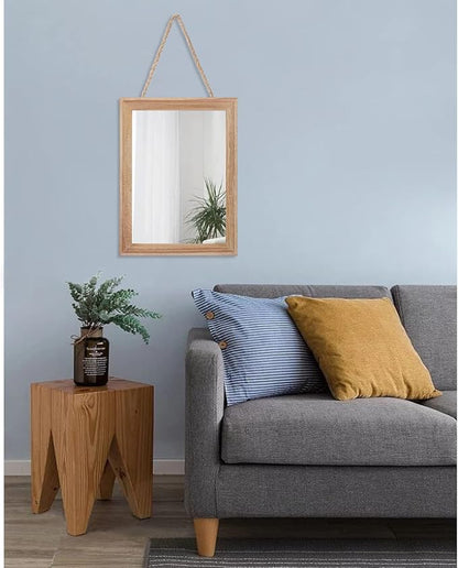 AAZZKANG Rustic Mirrors for Wall Rectangle Wooden Frame Hanging Mirror for Bedroom Bathroom Living Room Entryway Small