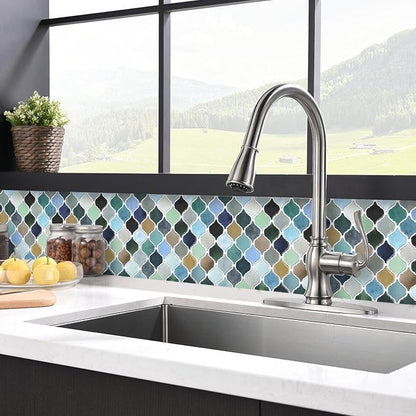 STICKGOO Arabesque Peel and Stick Backsplash, 12”X12” Backsplash Tile for Kitchen Peel and Stick, Self Adhesive Wall Tile Stick on Tiles (Thicker Design, Multicolor Look)