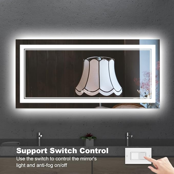 72x32 Inch LED Mirror for Bathroom | Front and Backlit, 3 Colors, Dimmable, Memory, Anti Fog, Shatterproof, Horizontal/Vertical, Lighted Mirrors for Bathroom Wall