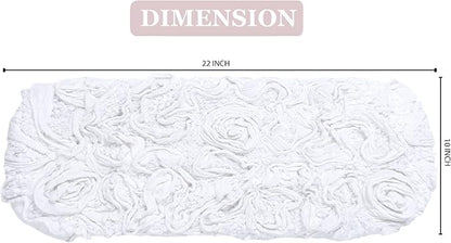 Home Weavers Bell Flower Toilet Tank Lid Cover – 10"x22", 100% Cotton, Tufted, Soft & Absorbent, Non-Slip, Machine Washable Bathroom Décor, White