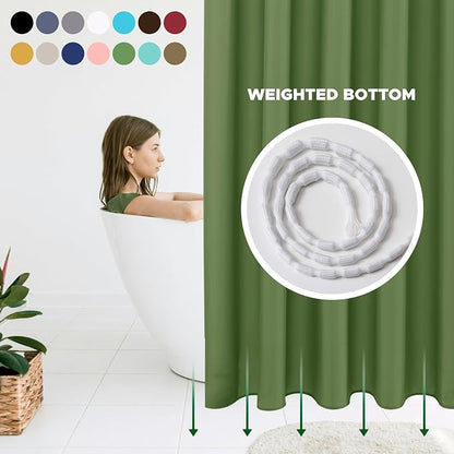 Fabric Shower Curtain Liner 72x72 Inch-Sage Standard Size Shower Liners | Hotel Quality Water Resistant Shower Liners for Bathroom-Machine Washable Cloth Polyester Bath Curtain-Rental Apartment Home