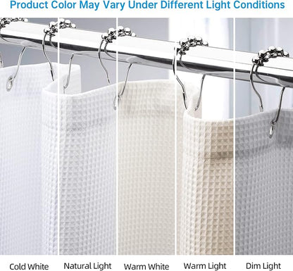 AmazerBath Extra Long Shower Curtains 84 Inches Tall, Waffle Shower Curtain White Heavy Duty, Extra Tall Shower Curtain Fabric, Hotel Quality Bathroom Shower Curtains, 72x84 Inches