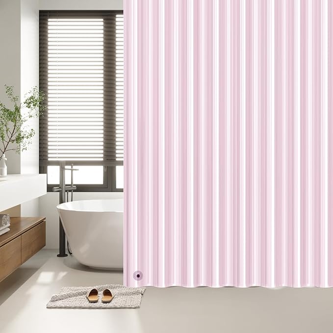 EHZNZIE Shower Curtain Liner Light Weight PEVA, Shower Liner 72x72 Inches, Waterproof, No Chemical Smell with 12 Rust Proof Metal Grommets for Bathroom Shower Curtain, Pink