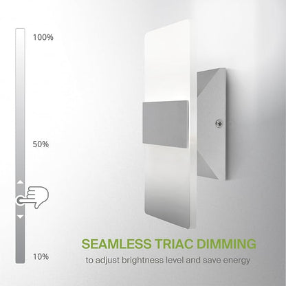 ASD 8 Inch Indoor LED Wall Sconce - 10W 2700K-5000K Dimmable Brushed Nickel Wall Sconce Lights for Living Room, Bedroom, Bathroom, Hallway - Modern Wall Sconces Hardwired, ETL Interior Light, Set of 2