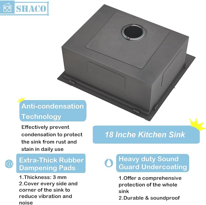 18x18 Inch Drop In Bar Sink,18 Inch Small Kitchen Sink,Stainless Steel 16 Gauge Single Bowl Outdoor Laundry Prep RV Sink with Strainer Drain, Brushed Nickel