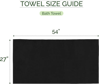 Elegant Comfort 100% Turkish Cotton Corduroy Ribbed Luxury Soft 2 Pack Bath Towels 27 x 54 Inch - Ultra Plush, Absorbent, Quick Dry, Hotel Spa Quality Towels for Bathroom Essentials, Black