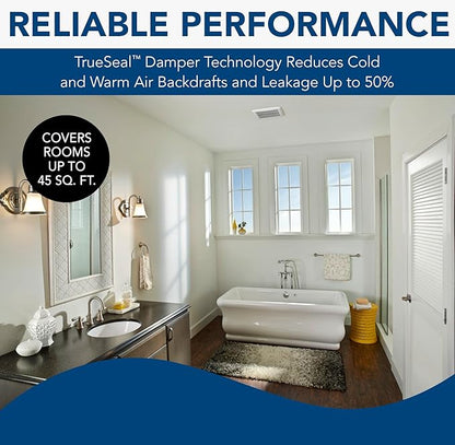 Broan-NuTone AE50 Ventilation Fan with Roomside Installation, ENERGY STAR Certified, Ceiling or Wall Mount, 50 CFM, 0.5 Sones, White