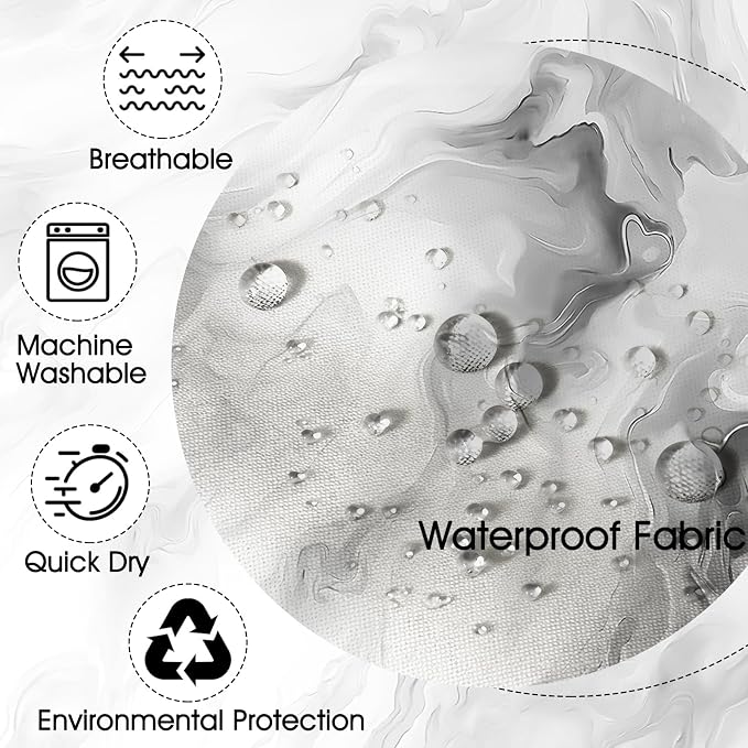 Mocsicka Shower Curtains for Bathroom, Grey Marble Shower Curtain for Bathroom, Abstract Gray and White Shower Curtain Modern Art Decor Waterproof Bath Curtain for Modern Bath Decor, 72 X 72 Inch