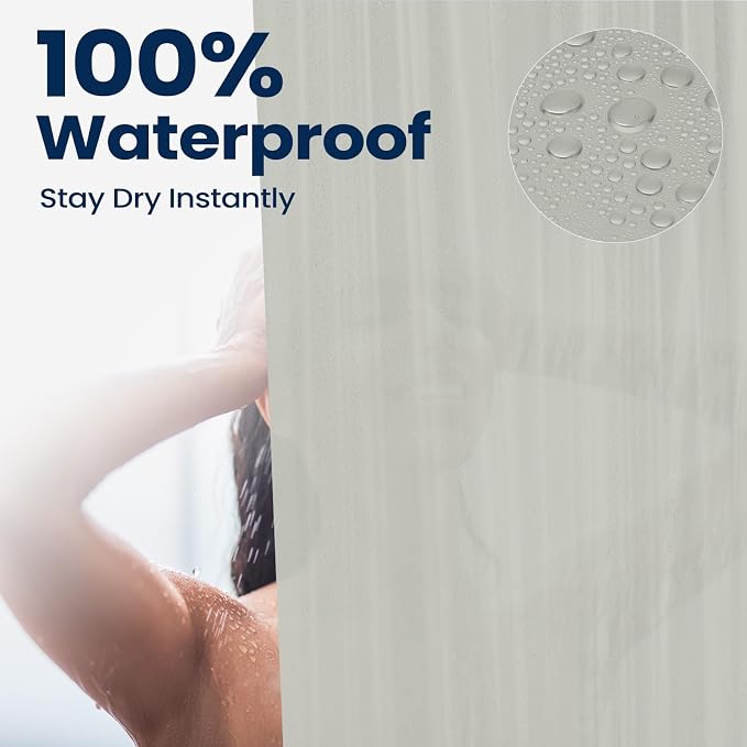 downluxe Shower Curtain Liner, PEVA Plastic Shower Liner with 3 Magnets, 72" x 72" Waterproof Bathroom Curtain, Grey, 1 Pack