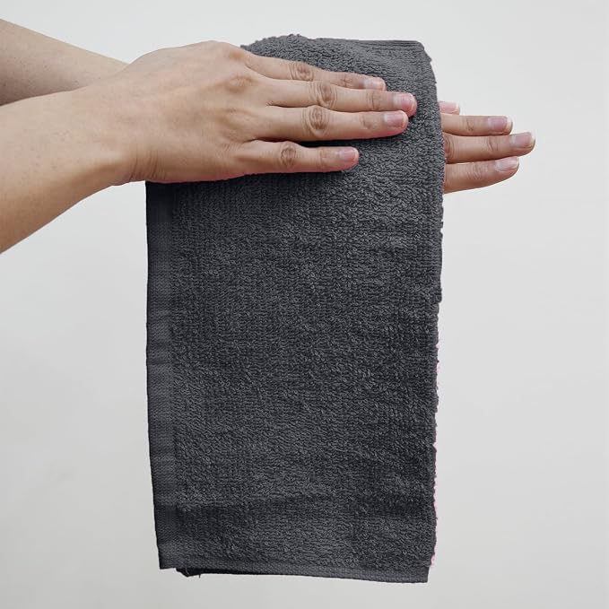 DAN RIVER 12 Pack Cotton Wash Cloths Set for Showering [12x12] Charcoal | Lighter Weight, Quick to Dry, Super Soft & Absorbent Face Towels, Hotel Quality, Perfect for Bathroom, Gym, Spa