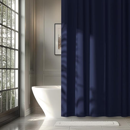 Seenus Navy Blue Fabric Shower Curtain Liner with 3 Large Magnets, 72 x 84 inch Extra Long Waterproof Cloth Shower Liner, Bathroom Dark Blue Tall Shower Curtain Machine Washable