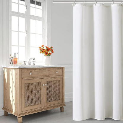 Stall Shower Curtain, 36 Inches Linen Cloth Textured Fabric Shower Curtain Set with Hooks, Narrow Hotel Luxury Elegant Ultra Thick Bath Curtains for Bathroom, W36 xH72, White