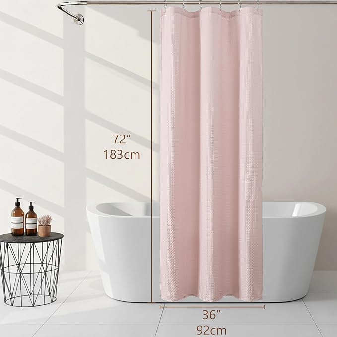 Pink Stall Shower Curtain 36 x 72 Inch, Textured Soft Fabric Waffle Narrow Size Modern Shower Small Curtain for Bathroom Hotel, Machine Washable, Water Resistant, 36Wx72L Inches
