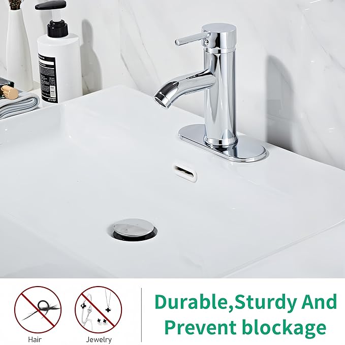 Chrome Bathroom Sink Vanity Faucet Single Handle Modern RV Faucet Deck Mount 1 Hole or 3 Holes