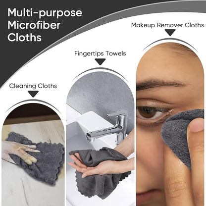 Orighty Washcloths 48 Pack, Ultra Soft Face Towels 12 x 12 inch | Absorbent & Quick Drying Coral Velvet Wash Cloths Bulk, Multi-Purpose Face Cloth for Household, Cleansing and Sport (Grey)