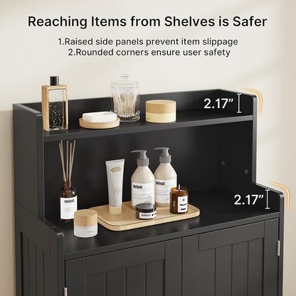 Gizoon Small Bathroom Storage Cabinet, Freestanding Organizer, Black | 40" H Floor Pantry Cabinet with Doors, Adjustable Shelves, for Dining Room, Kitchen, Living Room, Hallway