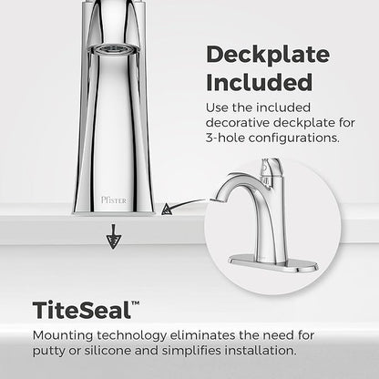 Pfister Willa Bathroom Sink Faucet, Single Control, 1-Handle, Single Hole, NSF Certified, Polished Chrome Finish, LF042MALCC