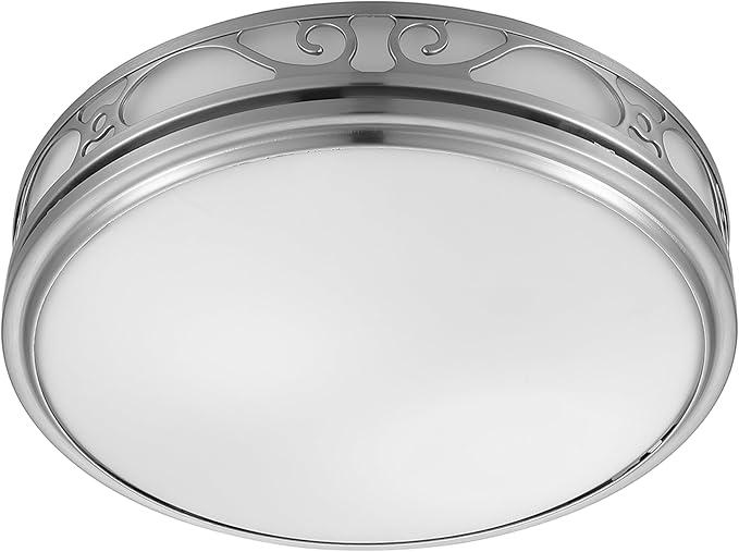 Good Housekeeping 83008 Roman Decorative 110 CFM 3.0 Sones Bathroom Ventilation Exhaust Fan with Light & Night-Light, Brushed Nickel