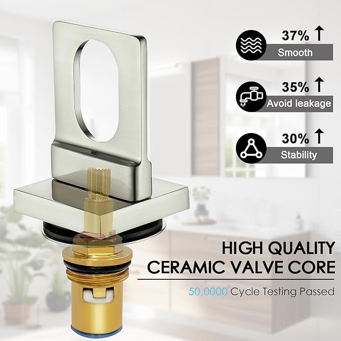 Bathroom Sink Faucet 3 Hole, BAKALA 8-inch Brushed Nickel Widespread Faucet, 2 Handle Modern Vanity Bathroom Faucets with Water Supply Hoses, Hollowed Design