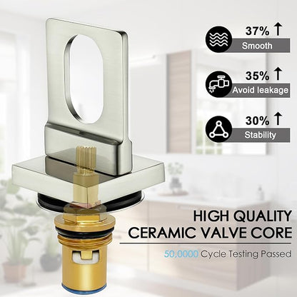 Bathroom Sink Faucet 3 Hole, BAKALA 8-inch Brushed Nickel Widespread Faucet, 2 Handle Modern Vanity Bathroom Faucets with Water Supply Hoses, Hollowed Design