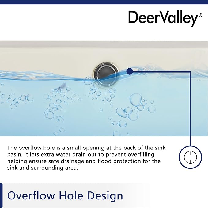 DeerValley DV-1U303BN Bone Undermount Bathroom Sink 18'' x 15'' Oval Ceramic Sink Bathroom Vessel Sink with Overflow Hole