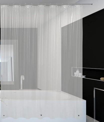 Mrs Awesome 82x74 Wide Shower Curtain Liner with Magnets, Clear | Hooks Included,14 Rustproof Grommets,Water Proof Heavy Duty PEVA，82W x 74H for Freestanding Bathtub,Curved Shower Rods