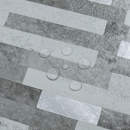 AULIGET 20 Sheets Faux Stone Peel and Stick Backsplash, Grey Slate Look PVC Wall Tile Stick on Backsplash for Kitchen and Bathroom