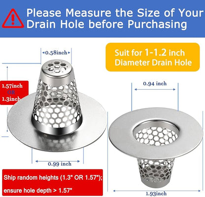 Bathroom Sink Drain Strainers for 1.1"-1.25" Depth Than 1.6" Drain Hole Catcher for Bathroom Sink,Laundry, Utility, RV Sink.Small Conical Bathroom Sink Strainer Basket