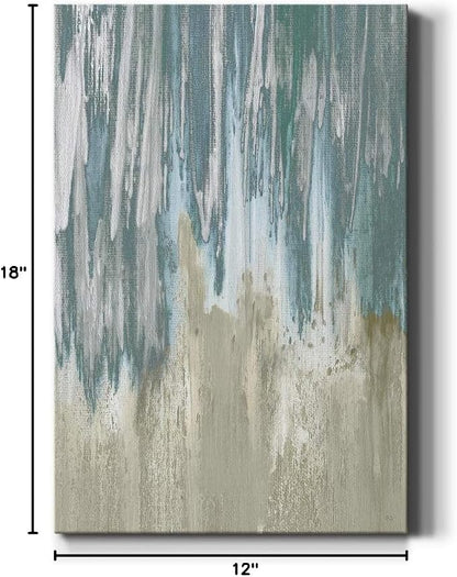 Renditions Gallery Canvas Wall Art Modern Paintings & Prints Decorations Blue Grey Waterfall Canvas Abstract Wall Hanging Artwork Prints for Bedroom Living Room Office - 12"x18" LT02