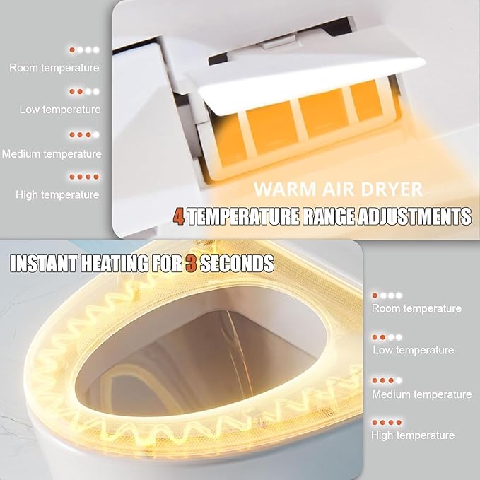 Electric Bidet Toilet Seat, Filtered & Unlimited Warm Water, 8 Modes Spa Wash, Warm Air Dryer, Heated Seat, Self-Clean Stainless Steel Nozzle, HD Night Light. 10-year warranty. (TB-45E,Elongated)