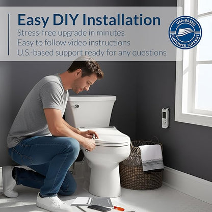 Bio Bidet BB2000 Electric Bidet Toilet Seat, Warm Water with Air Dryer, Heated Seat with Sensor and Slow Close Lid, Night Light, Remote Control, Round, White