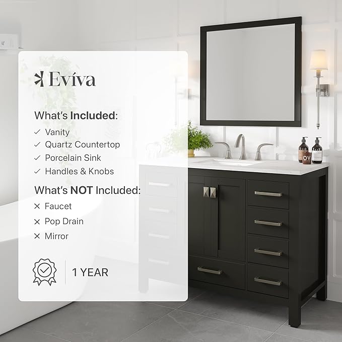 Eviva Aberdeen 42 in. Espresso Single Sink Bath Vanity with Carrara Quartz Top and Undermount Porcelain Sink