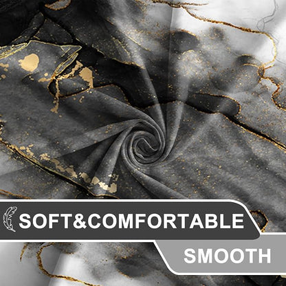 AWERT Dreamy Ink Art Black Glod Marble Shower Curtain for Bathroom Modern High Definition Printing Waterproof Shower Curtain with Hooks Bathroom Decor 72x84inch