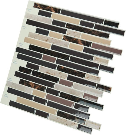 Art3d Peel and Stick Stone Wall Tile, 11.8" x 11.8", 10-Sheet, Brown Marble | Moisture Resistant, Strong Adhesive, Sturdy, Cleanable, Easy to Install, for Kitchen, Laundry Room, Ideal for New Home Buyers