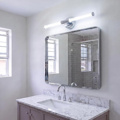 URSOLA 24" Modern LED Bathroom Light Fixtures, Chrome 3CCT Dimmable Bathroom Vanity Light Over Mirror, Bathroom Vanity Bath Bar Lights with 360° Removable Acrylic Light Tube