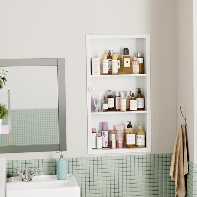 14x24 Medicine Cabinet Recessed Stainless Steel, 3-Tier, Medicine Cabinet Organizer,Stainless Steel Wall Niche, Bathroom Wall Cabinet, Recessed Bathroom Cabinet, Wall Cabinet