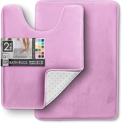 Clara Clark Bathroom Rugs, Velvet Memory Foam Bath Mat, Non-Slip Bath Rugs, Machine Wash, Dries Quickly, Ultra Soft Plush Bath Mats for Bathroom,
