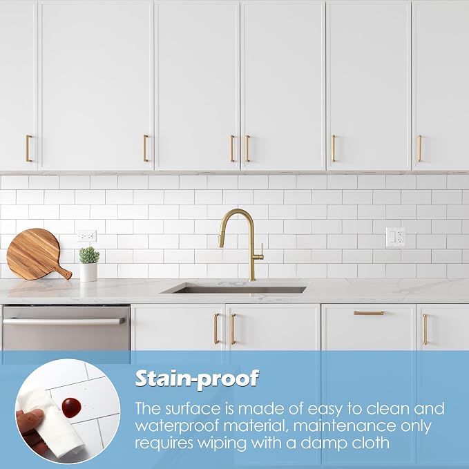 2026 New Upgrade Peel and Stick Backsplash Tile, Peel and Stick 11.34" X 11.57" Wall Tile for Kitchen, Bathroom, Fireplace, Laundry (Pure White, 10 Packs)