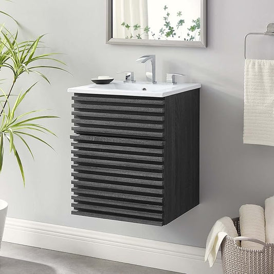 Modway Render 18" Wall-Mount Bathroom Vanity in Charcoal White