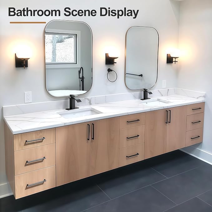 Waterfall Bathroom Faucet, Single Handle Matte Black Sink Faucet 1 Hole or 3 Hole for Lavatory, Washbasin, Vanity, Commercial, with Deck, Pop-up Drain and Supply Hoses