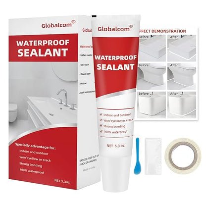 Advanced Silicone Caulk for Kitchen & Bathroom Waterproof Silicone Sealant | for Interior and Exterior Use, Stronger Adhesion Shrink & Crack Proof - 5.3 oz White