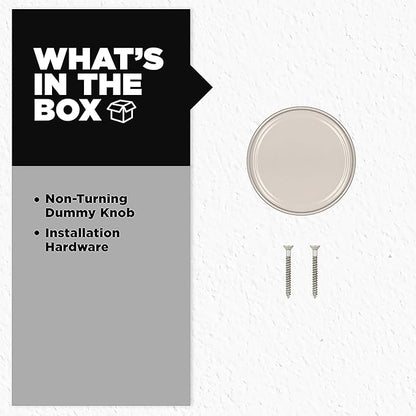 Kwikset Maven Dummy Door Knob, Single Sided Round Handle for Closets, French Double Doors, and Pantry, Satin Nickel Non-Turning Interior Push/Pull Door Knob, with Microban Protection
