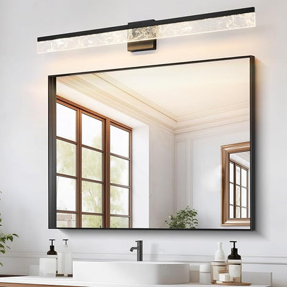 Bathroom Light Fixtures Over Mirror, 39 Inch Bathroom Vanity Light Black LED Vanity Light Bar, 28W Dimmable Modern Bath Vanity Lighting Fixtures Wall Mount 3000K