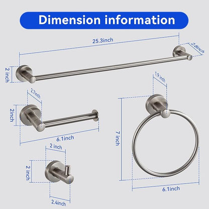 BGL Bathroom Accessories Set 4-Pieces Shiny Brushed Nickel Zinc Alloy Wall Mounted Towel Racks for Bathroom