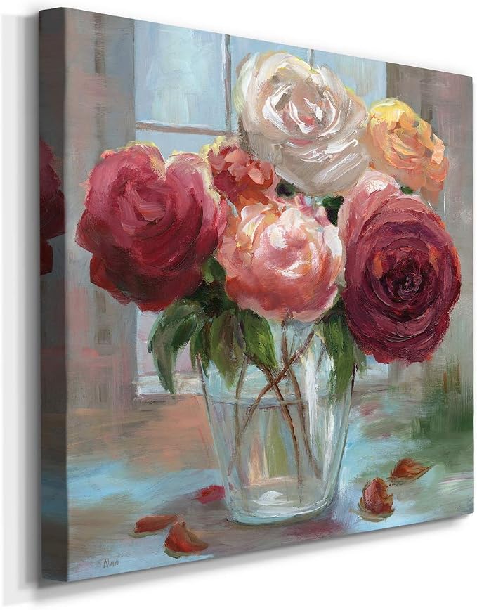 Renditions Gallery Rose Society Wall Art, Premium Gallery Wrapped Canvas Decor, Ready to Hang, 40 in H x 40 in W, Made in America Print