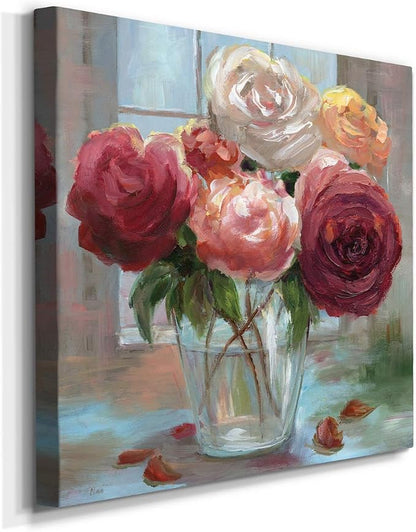 Renditions Gallery Rose Society Wall Art, Premium Gallery Wrapped Canvas Decor, Ready to Hang, 40 in H x 40 in W, Made in America Print